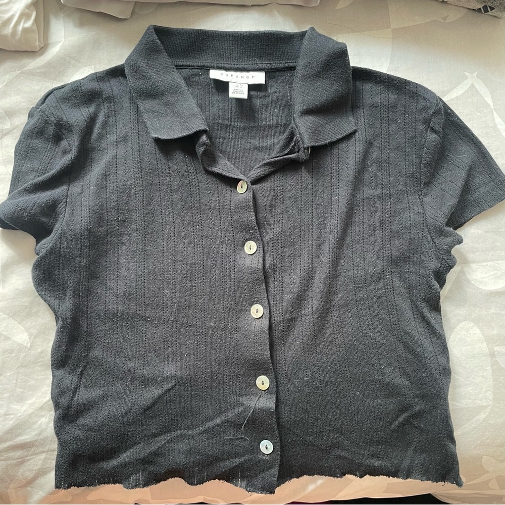 Topshop crop knit polo